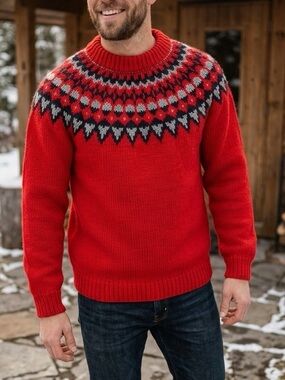Men’s Signature Scandinavian Fair Isle Hand Knit Sweater